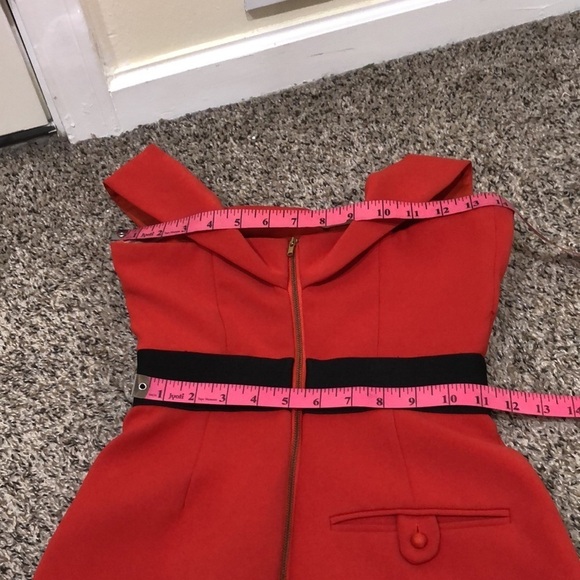 Self-Portrait Jumpsuit Size US 0 red Cutout Off Shoulder - Picture 5 of 10